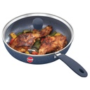 Hawkins Ceramic Nonstick Bratpfanne, 23 cm Durchmesser, Induktionsbratpfanne mit Glasdeckel, Granit-Omlette-Eipfanne, Fischpfanne, Blau (ICF23G)