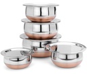 LIMETRO STEEL Edelstahl Kupfer beschichtet Serving Set / Handi Set von 5 mit Lids - (0,5 L, 0,75 L, 1 L, 1,5 L & 2 L)