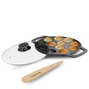 Lifelong Gusseisen Paniyaram Pan mit Glasdeckel, 210 mm Durchmesser, Schwarz, Non-Stick & Teflon frei, Induktions- und Gasherdkompatibel