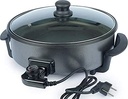 Junona Non Stick 1500W Elektrischer Mehrzweckkocher Pizza Pan 32CM Durchmesser, Doppelschicht Nicht-Stick-Oberfläche mit Marmorbeschichtung (Schwarz), Mehrfarben