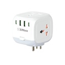 EMBOX Multi Plug Socket mit Typ C Port Master Switch-Cordless Extension Board mit 3 Sockets 2 USB A & 2 USB C Slot (2.4A-Direct Plug)-3 Pin Multiplug mit Safety Shutter Protection-2500W