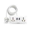 Heavy Duty 16A Extension Board with Dual 16A MCB Switch | 1.5 sqmm 3 Core Cable | Power Strip for AC, Refrigerator & Microwave | Two 16 Amp Sockets (White) (2 Meter)