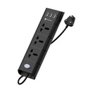 Portronics Power Plate II Extension Board - 1500W - 3 USB-Ports, 3 Power Sockets, Überlastschutz, umweltfreundlich, 2M Cord Length (Schwarz)