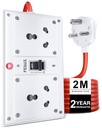 FEDUS 16amp 3000 Watt Heavy Duty High Load Capacity Electric Power Extension Switch Board Cord mit MCB Switches, 2 Meter Kabel für Mikrowellenofen, EV Charger Charging, Iron Press, Induction Stove, AC