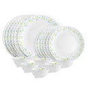 CELLO Tropical Lagoon Dazzle Serie Opalware Dinner Set von 18 Stücken für die Familie von 6 | Bone-Ash Free & Bleifreies Opalglas, Mikrowelle & Geschirrspüler Safe Plates & Bowls Crockery Set für Speisen & Geschenke