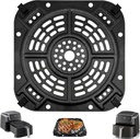 GWY Air fryer Replacement Parts for Ninja AF141 Air Fryer Pro 4-in-1 5 QT, 8.5''×8.5'' Air Fryer Grill Pan Grill Plate Crisper Plate Accessories Tray Rack with Rubber Bumpers, Dishwasher Safe