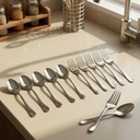 Frenchware Set aus 12 Edelstahl 6 Dinner Fork, 6 Löffel Sets, Silber