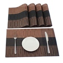 FIDEO PVC Esstisch Placemats Set von 6 | Hitzeresistente Non Slip Washable Vinyl Tischmatten | Fleckenresistente Tischprotektor für Küche Esszimmer | (Dark Brown)