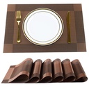 P-Plus International Placemats Platz Matten für Küche Esstisch, Hitze-resistent StainAnti-Skid Washable PVC Tischmatten, Vinyl Dinner Mats (braun, 6 Packung)