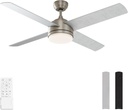 warmiplanet Ceiling Fan with LED Light and Remote Control, Brushed Motor, 52-Inch (4-Blades)