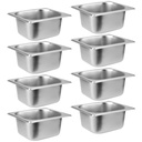 SOUJAP 8 Pack Steam Table Pans 1/6 Size x 2.5 Inch Deep, Stainless Steel Anti-Jamming Food Cooking Pans, Hotel Buffet Restaurant Catering Supplies