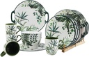 Zog Melamine Dinnerware Set for 4-16 Pcs - Camping Dishes Set with Dinner Plates, Salad Plates, Bowls and Ceramic Cups. Lightweight and Unbreakable (Flower1)