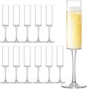 12 Pack Plastic Champagne Flutes, 6 Oz Clear Disposable Champagne Glasses Shatterproof Stemmed Wine Toasting Glasses Reusable Goblets Cocktail Cups for Wedding, Birthday, Anniversary New Year Party