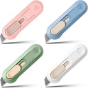 Box Cutter,Retractable Box Opener, Package Opener, Easy Slide Retractable Cute envelope opener for opening daily express boxes, envelopes, packages, paper tapes and more (4 Pcs Box Cutter)