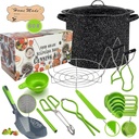Supa Ant Canning Supplies - Water Bath Canning Pot with Rack & Lid - Starter Kits Set for Beginners - Stainless Steel Water Bath Canner Kit & Rack - Rack, XL Ladle, Measuring Cups, Kitchen Funnel