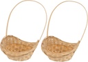 2pcs Bamboo Hand Basket Fruit Baskets for Kitchen Storage Hanging Picnic