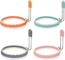 Silicone Egg Rings, Leak-proof Liquid Egg Ring Mold, Upgraded Nonstick Egg Fryer for Pancake and Breakfast Sandwiches, Multicolor, Set of 4 Pack