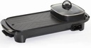 Electric 2 in 1 Grill with Shabu Shabu Hot Pot. Multifunctional Indoor Teppanyaki Korean BBQ Capacity for 2-5 People