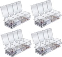 Tobeelec 4 Pcs Clear Seasoning Box with Spoon, 16 Pcs Kitchen Seasoning Spice Pots Acrylic Spice Storage Containers Condiment Jars Clear Spice Jars with Cover for Salt Candy Cruet Sugar