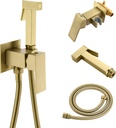 SHAMANDA Warm Water Bidet Sprayer for Toilet with Hot and Cold Brass Rough-in Valve, Stainless Steel Handheld Bidet Attachment Set for Feminine, Pets and Baby Diaper Wash, Brushed Gold, BDS08-3