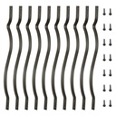 51 Pack Metal Deck Spindles, 36" Heavy Duty Railing, Wave Arc Baluster with Black Screws, Stylish for Outdoor Stair Porch