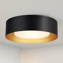 Modern Black and Gold Flush Mount Ceiling Lights, Glass Round Ceiling Lighting, Minimalist Drum Close to Ceiling Light Fixtures for Bedroom, Dining Room, Bathroom, Hallways, Living Room