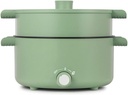 Multifunctional Electric Hot Pot Upgraded Frying Pan with Non Stick Coating, Temperature Control, Tempered Glass Lid for 2-8 Person Family (Green)
