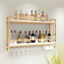 Wall-Mounted Wine Rack, Iron + Solid Wood, Retro Country Style, Kitchen, Restaurant, Bar, Wine Cellar, Storage Rack