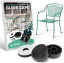 Wrought Iron Patio Furniture Feet Caps (24 Pack, Black) - 1.5" Round Patio Furniture Feet Protectors, Outdoor Chair Glides, Outdoor Sliders for Chairs & Tables