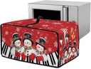 Christmas Air Fryer Toaster Oven Cover with Side Pockets, Holiday Festival Decor Electrical Appliance Cover Kitchen Countertop Accessories and Decor, M, Snowman Piano Keys Snowflake Red