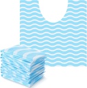 Layhit 50 Pcs Disposable Toilet Commode Mat 20 x 20" Deodorizing Toilet Mat Waterproof U Shaped Blue Pad for Older Potty Training Pee Incontinence Bathroom Floor Non Slip(Wave)