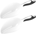 Guowall Plastic Ice Scoop for Freezer Bin Multipurpose Ice Shovel Scooper for Flour Rice Popcorn Pet Food Soft Rubber Grip Handle - White