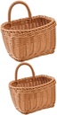 Luxshiny 2pcs Woven Ginger Garlic Storage Basket Wall Hanging Kitchen Basket Handle Rustic Decor
