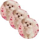 3 Pcs Round Trivet for Hot Dishes 15in Cotton Thread Weave Hot Pot Holders for Crock Pot Kitchen Pot Protector Cartoon Cute Valentine's Day White Dog