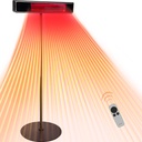 EAST OAK 1500W Electric Patio Heater, Indoor/Outdoor Standing Heater with Nano Glass-Ceramic, Fast Heat, Waterproof, 3 Modes, 24H Timer, Safety Tip-Over & Overheat Protection