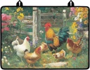 Rooster Stove Top Cover for Electric/Gas Cooktops Heat Resistant Glass Stove Top Cover Extra Large Countertop Heat Protector Pad Thick Dish Drying Mat for Home Kitchen