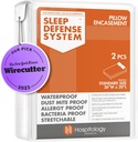 HOSPITOLOGY PRODUCTS Pillow Encasement- Zippered Bed Bug Dust Mite Proof Hypoallergenic - Sleep Defense System - Standard - Waterproof - Set of 2 - 20" H x 26" W
