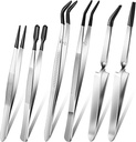 6 Pieces Tweezers with Rubber Tips Rubber Tipped Tweezer Cross Lock PVC Coated Tweezers Craft Jewelry Anti Scratch Long for Crafting Beads Jewelry Stamps Succulents Pet(Black)