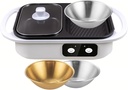 Electric Hot Pot Non-Stick Pans, Barbecue Frying Pan with Divider, Grill Pans BBQ with Temperature Zone Control for Commercial Use 1300w (With 3 Salad Bowls)