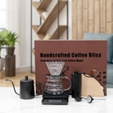 Pour Over Coffee Maker Set for Gift Hand Drip Coffee Set with Manual Coffee Grinder Filter Papers Sharing Kettle Ideal for Anniversary Birthday Gift (9 pcs Sets)