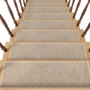 Stair Treads Non Slip 15 PCS 8" X 30" Carpet Stair Treads for Wooden Steps Indoor Residue Free Rubber Stair Runners for Kids Elders and Dogs Khaki