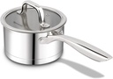 Rorence 2.5 QT Stainless Steel Saucepan, Sauce Pan with Clear Transparent Tempered Glass Lid for Sauce Gravy Pasta Vegetable, Induction Small Cooking Pot for All Stoves, Oven & Dishwasher Safe