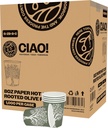 CIAO! 8oz Paper Hot Cup, Rooted Olive Print, (Case of 1,000)