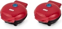 Dash DMS001RD Mini Maker Electric Round Griddle + Included Recipe Book, Red & Mini Maker Portable Grill Machine + Panini Press with Recipe Guide - Red