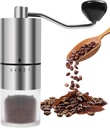 Manual Coffee Grinder With Ceramics Burr for Espresso,French Press,5 Adjustable Settings,Hand Coffee Grinder,For Home Use and Camping Travel,Coffee Bean Grinders With Hand Crank (Silvery)