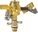Hourleey 1/2 Inch Brass Impact Sprinkler, Heavy Duty Water Sprinkler Head, Adjustable 0-360 Degree Coverage Pattern, Watering Sprinkler with Nozzles for Large Patio Garden Irrigation (1 Pack)