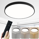 24 Inch LED Flush Mount Ceiling Light Large, 48W 2800lm Bedroom Lights for Ceiling, 3000-6500K Dimmable Close to Ceiling Lights with Remote, Modern Light Fixtures for Living Room