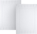 White Classic Luxury Bath Mat Floor Towel Set - Absorbent Cotton Hotel Spa Shower/Bathtub Mats [Not a Bathroom Rug] 22"x34" | 2 Pack | White