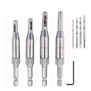4pcs 5/64 7/64 9/64 11/64 Self Centering Drill Bit Set 1/4" Hex Handle for Wooden Door and Window Hinges with Hex Key L 4 Drill Bits