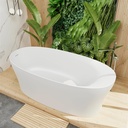 GIVINGTREE 63'' Freestanding Solid Surface Resin Stone Bathtub, Contemporary Design Stand Alone Tub with Pop-up Drain and Overflow, cUPC Certified (PO1072-White)